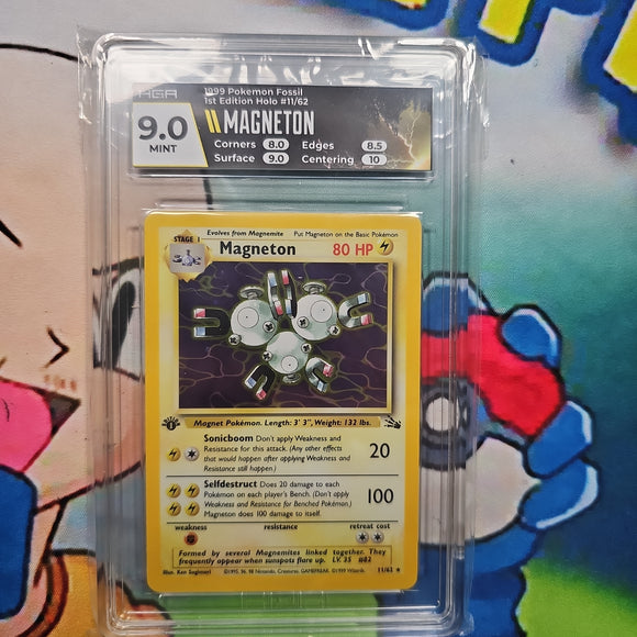 1999 POKEMON FOSSIL 1ST EDITION HOLO #11/62 MAGNETON HGA 9 CERT 729WHHS64S