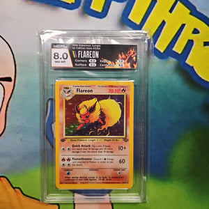 1999 POKEMON JUNGLE 1ST EDITION HOLO #3/64 FLAREON HGA 8 CERT STEB48KUDZ