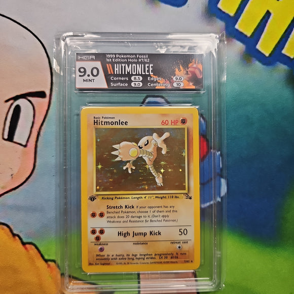 1999 POKEMON FOSSIL 1ST EDITION HOLO #7/62 HITMONLEE HGA 9 CERT F3MRJ6VPH7