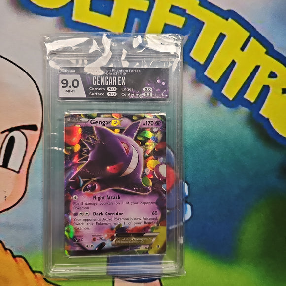 2014 POKEMON PHANTOM FORCES ULTRA RARE HOLO #34/119 GENGAR EX HGA 9 CERT BA8ZZO4ATW