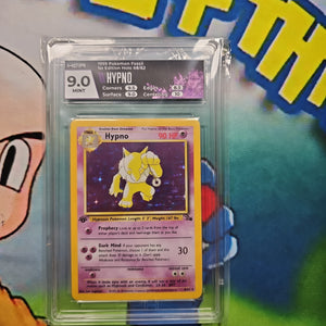 1999 POKEMON FOSSIL 1ST EDITION HOLO #8/62 HYPNO HGA 9 CERT 9ZYLTZCFUN