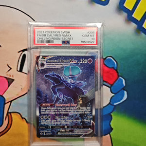 2021 POKEMON SWSH FA/SR CALYREX VMAX CHILLING REIGN-SECRET PSA 10 CERT 79507527