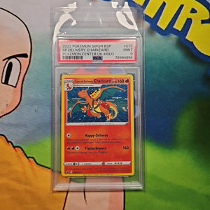 2022 POKEMON SWSH BSP SP.DELIVERY CHARIZARD POKEMON CENTER UK-HOLO PSA 9 CERT 78984894