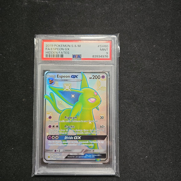 2019 POKEMON S & M FA/ESPEON GX HIDDEN FATES PSA 9 CERT 83934976 –  Jeffthrowcards