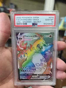 2020 POKEMON SWSH FA/CHARIZARD VMAX CPA - SPANISH - SECRET - GRADED CARD PSA 10