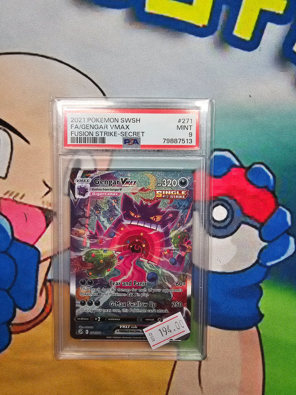 2021 POKEMON SWSH FA/GENGAR VMAX FUSION STRIKE-SECRET PSA 9 CERT 79887513