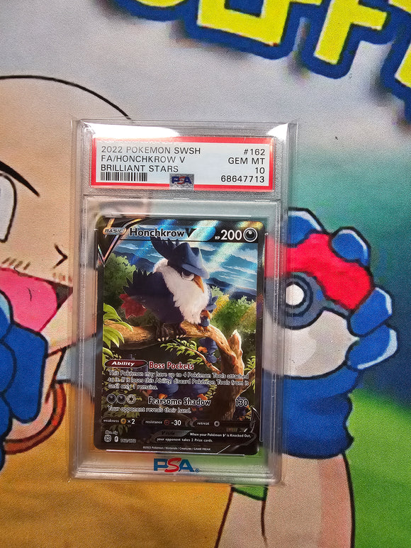 2022 POKEMON SWSH FA/HONCHKROW V BRILLIANT STARS PSA 10 CERT 68647713