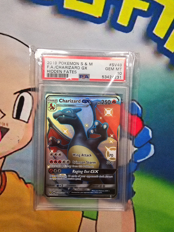 2019 POKEMON S & M F.A./CHARIZARD GX HIDDEN FATES PSA 10 CERT 53424231