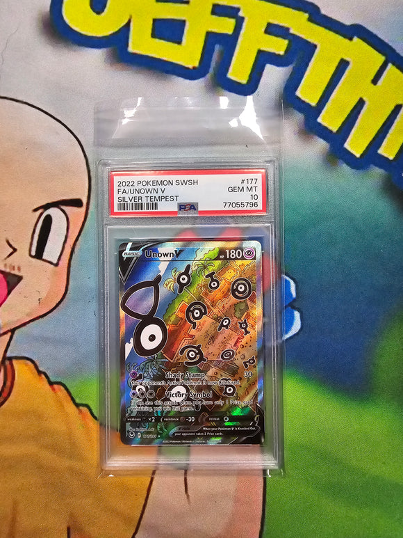 2022 POKEMON SWSH FA/UNOWN V SILVER TEMPEST PSA 10 CERT 77055796