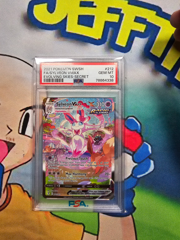 2021 POKEMON SWSH FA/SYLVEON VMAX EVOLVING SKIES-SECRET PSA 10 CERT 78864338