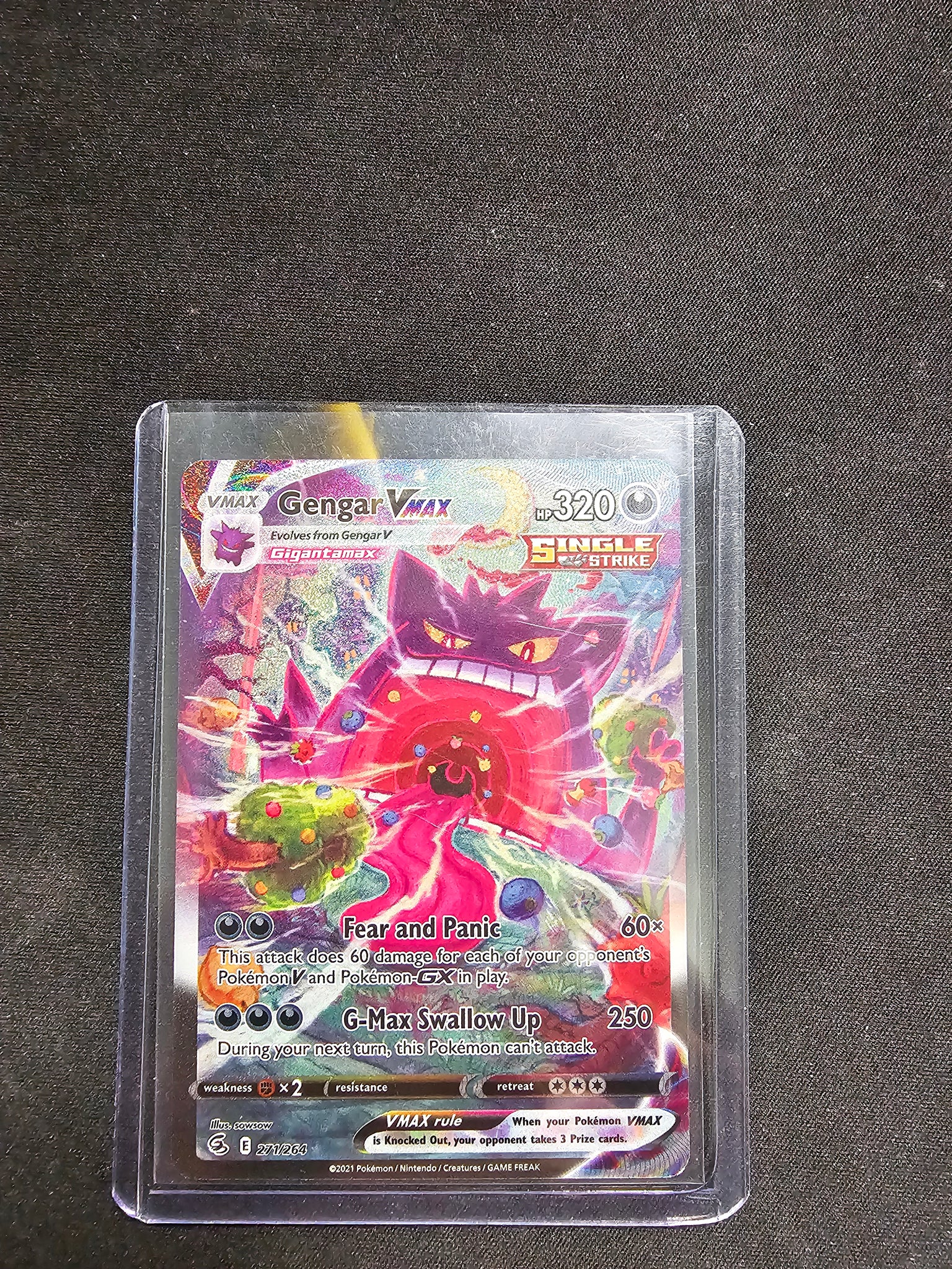 pokemon cards gengar vmax Alternate Art from Fusion Strike Dark, bold, and iconic this card is everything we love about Pokmon. Gengar has always been our favorite, and this art just proves why!! - # Captured in a crystal Gengar Vmax (271/264)