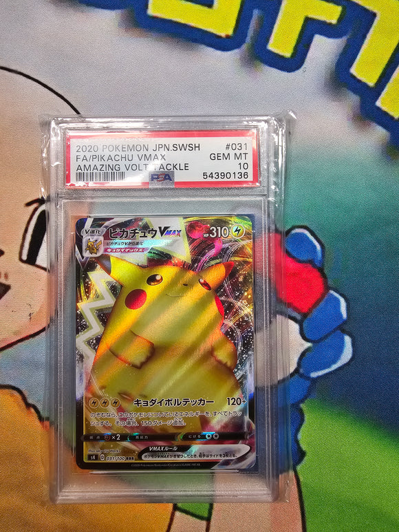 2020 POKEMON JPN.SWSH FA/PIKACHU VMAX AMAZING VOLT TACKLE PSA 10 CERT 54390136