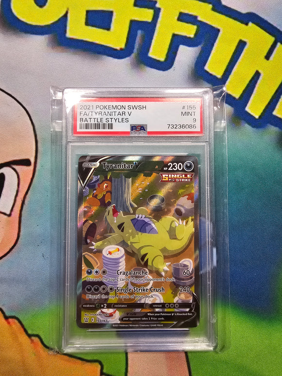 2021 POKEMON SWSH FA/TYRANITAR V BATTLE STYLES PSA 9 CERT 73236086