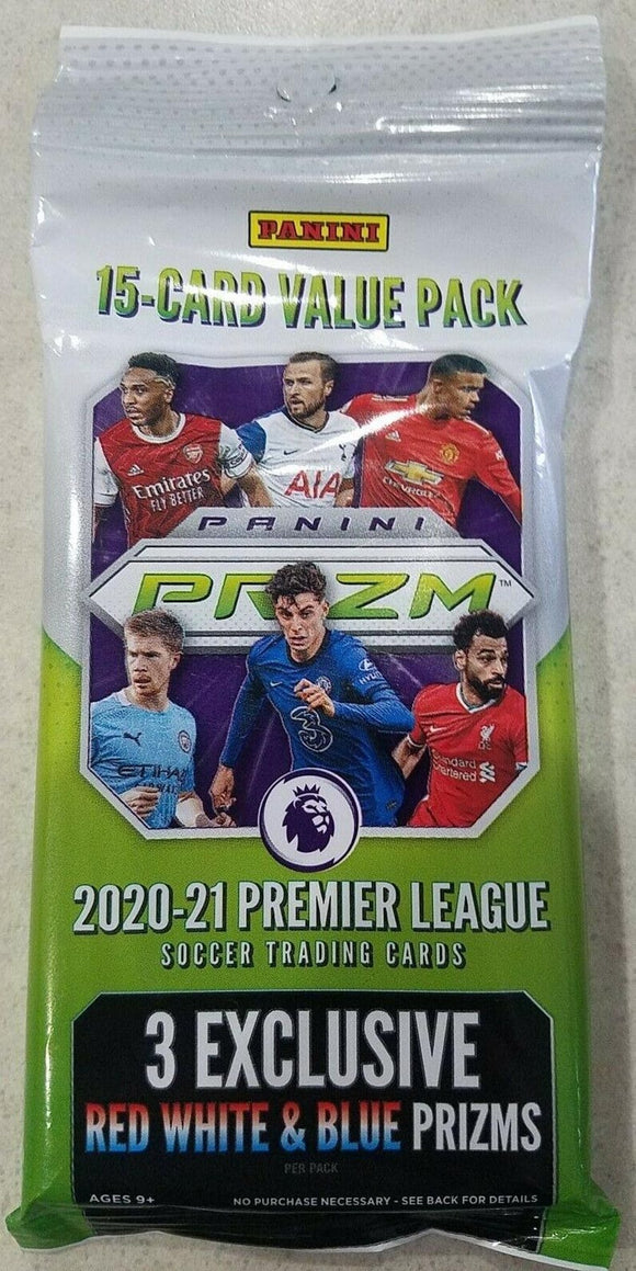 2020/21 Panini Prizm Premier League Soccer Value Fat Pack (Red White & Blue Prizms)