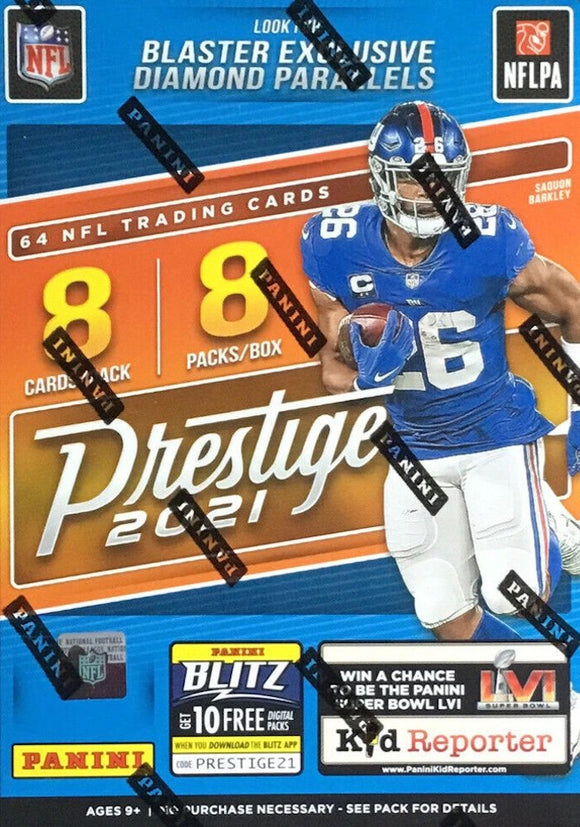 2021 Panini Prestige Football NFL 8-Pack Blaster Box (Diamond Parallels)