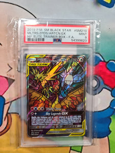 2019 P.M. SM BLACK STAR MLTRS/ZPDS/ARTCN.GX HIF ELITE TRAINER BOX - F.A. - PSA 9 Graded Card