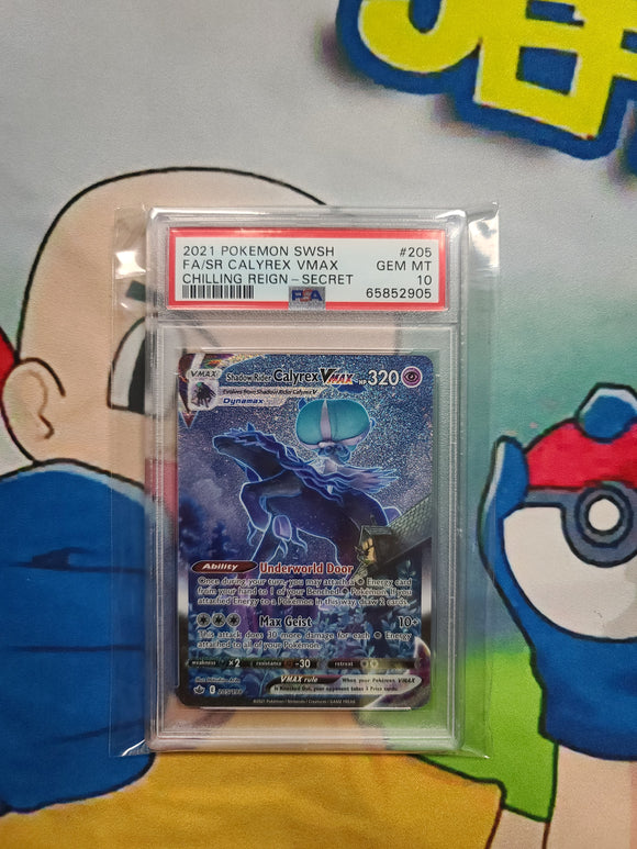 2021 POKEMON SWSH FA/SR CALYREX VMAX CHILLING REIGN - SECRET - PSA 10 GRADED CARD