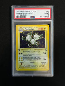 1999 POKEMON FOSSIL MAGNETON - HOLO 1ST EDITION - PSA 9 GRADED CARD