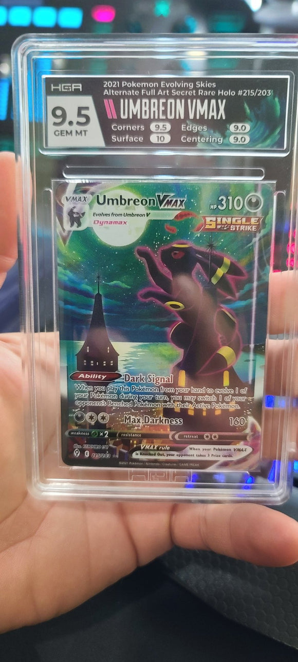 Umbreon VMAX Alt Art Secret 215/203 HGA 9.5 GEM MINT Graded Card Jeffthrowcards Umbreon VMAX Alt Art Secret 215/203 HGA 9.5 GEM MINT Graded Card Jeffthrowcards