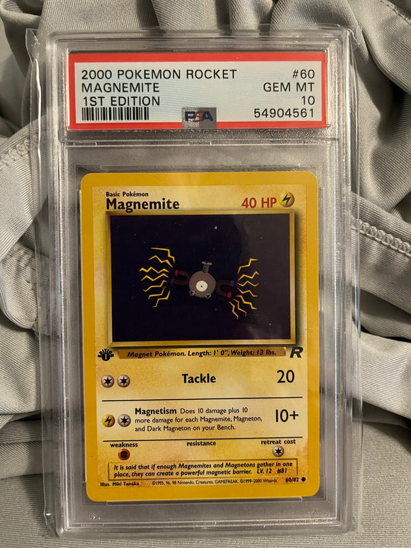 2000 POKEMON ROCKET MAGNEMITE 1ST EDITION - PSA 10 GRADED CARD