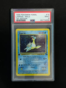 1999 POKEMON FOSSIL LAPRAS - HOLO 1ST EDITION - PSA 9 GRADED CARD