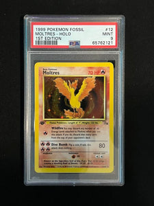 1999 POKEMON FOSSIL MOLTRES - HOLO 1ST EDITION - PSA 9 GRADED CARD