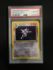 1999 POKEMON FOSSIL HAUNTER - HOLO 1ST EDITION - PSA 10 GRADED CARD