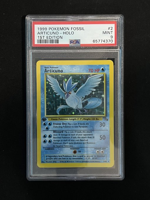 1999 Pokemon Fossil Articuno - 1st Edition