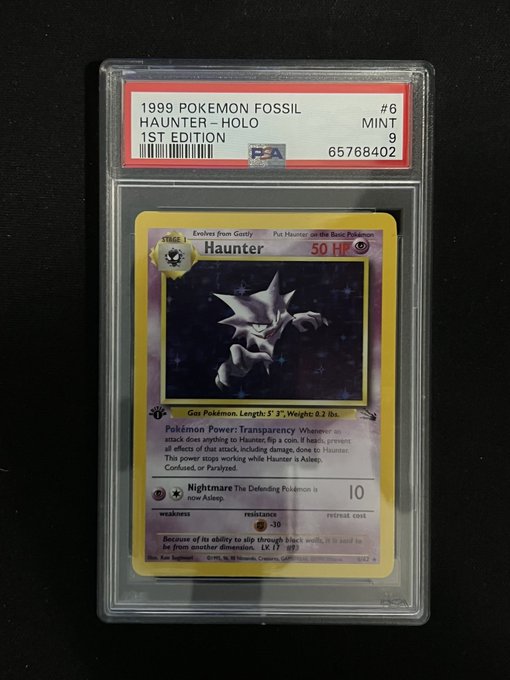 1999 POKEMON FOSSIL HAUNTER - HOLO 1ST EDITION - PSA 9 GRADED CARD