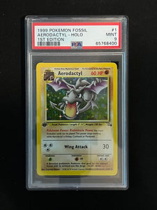 1999 POKEMON FOSSIL AERODACTYL - HOLO 1ST EDITION - PSA 9 GRADED CARD